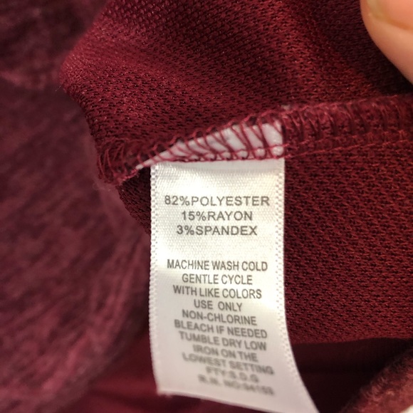 Hannah muted red ruffle cuff round neck top - Picture 6 of 8